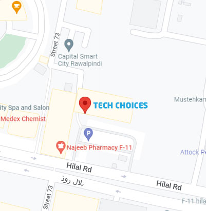 Tech Choices Office # 07, 1st Floor, Hassan Arcade, F11 Markaz Islamabad.